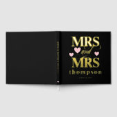 Pink Hearts Gold Mrs. & Mrs. Lesbian Wedding Gastenboek (Volledig)