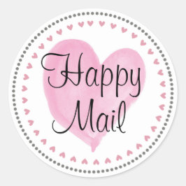 Pink Hearts Happy Mail Ronde Sticker