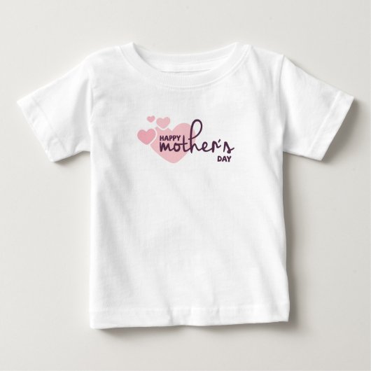 Pink Hearts Happy Moederdag | Gerafeld T-shirt (Voorkant)