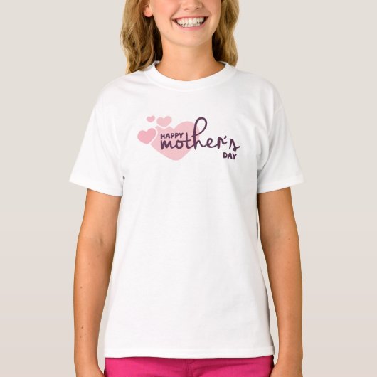 Pink Hearts Happy Moederdag | Sleeve Shirt (Voorkant)