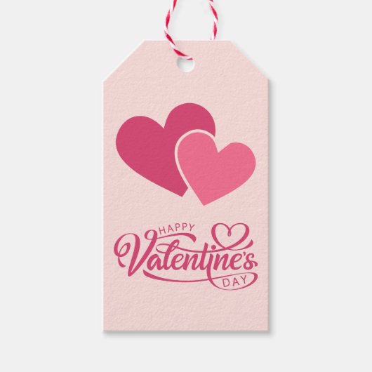 Pink Hearts Happy Valentine's Day Cadeaulabel (Voorkant)