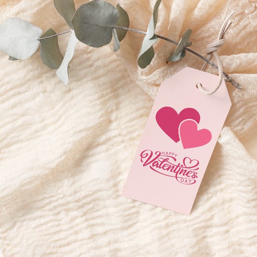 Pink Hearts Happy Valentine's Day Cadeaulabel