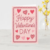 Pink Hearts Happy Valentines Day Greeting Kaart (Gele Bloem)