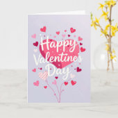 Pink Hearts Happy Valentine's Day Kaart (Gele Bloem)