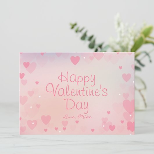 Pink Hearts Happy Valentine's Day Kaart voor haar (Staand voorkant)