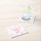 Pink Hearts Happy Valentine's Day Kartonnen Onderzetters (Insitu)