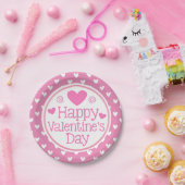 Pink Hearts Happy Valentines Day Kinder Partij Papieren Bordje (Feest)