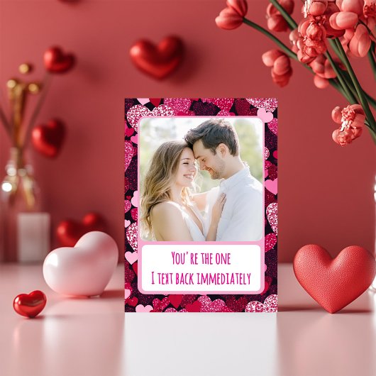 Pink Hearts Ik sms je onmiddellijk terug Foto Feestdagen Kaart