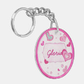 Pink Hearts Jeweled TWEEN GEPERSONALISEERDE Sweet Sleutelhanger (Voorkant Links)