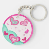 Pink Hearts Jeweled TWEEN GEPERSONALISEERDE Sweet Sleutelhanger (Achterkant)