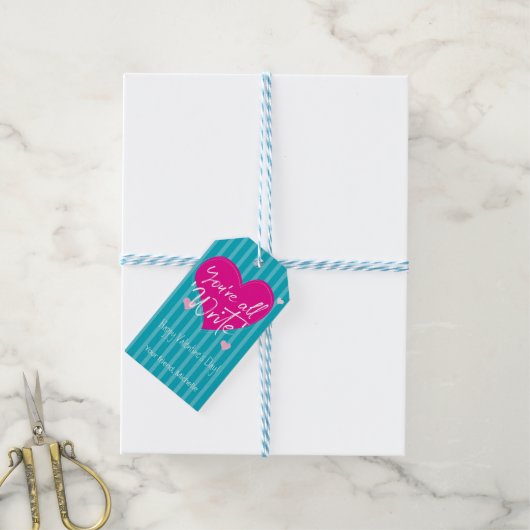 Pink Hearts Jullie zijn allemaal "schrijven" Class Cadeaulabel (Met Touw)