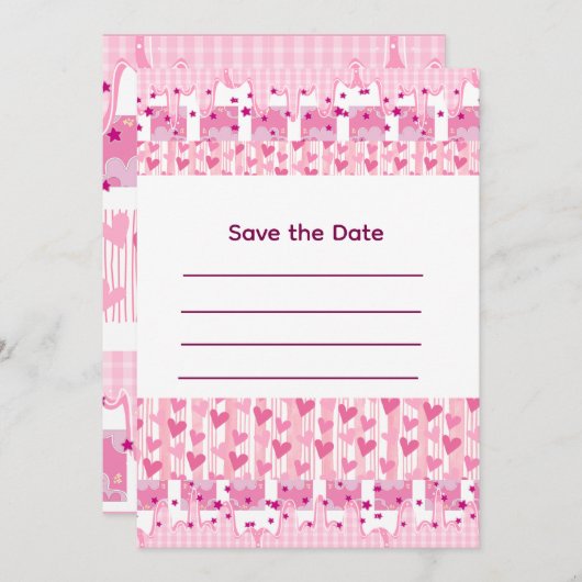 Pink Hearts Kaart (Voorkant / Achterkant)