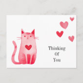 Pink Hearts Kitty Cat denkt aan je Briefkaart (Voorkant)