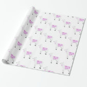 Pink Hearts Lama Wrapping Paper Cadeaupapier (Uitgerold)
