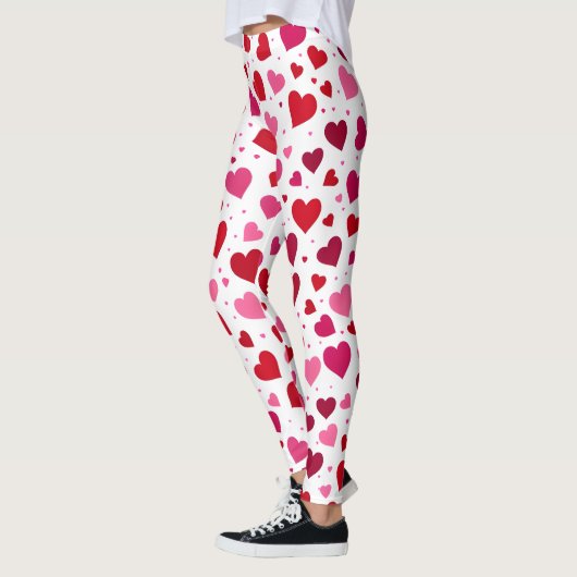 Pink Hearts Leggings - Vrouwen Mode Tights Patt (Links)