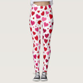 Pink Hearts Leggings - Vrouwen Mode Tights Patt (Voorkant)