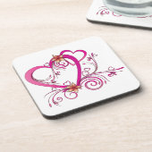 Pink Hearts Linked Bier Onderzetter (Linkerzijde)