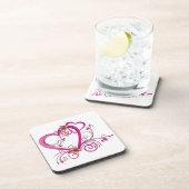 Pink Hearts Linked Bier Onderzetter (Rechterzijde)