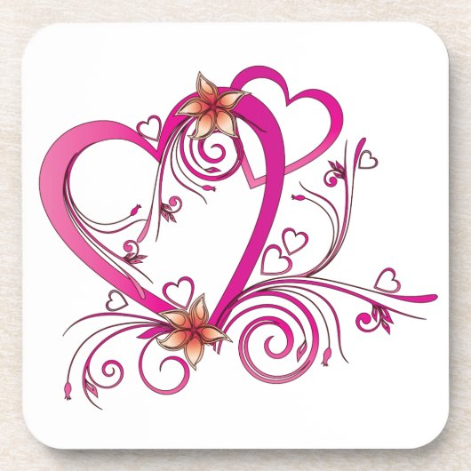 Pink Hearts Linked Bier Onderzetter (Voorkant)