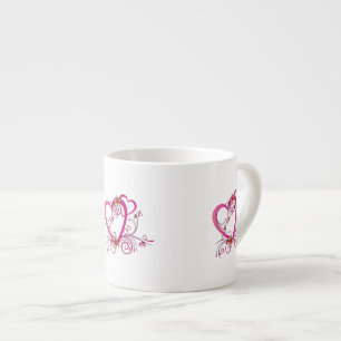 Pink Hearts Linked Espresso Kop