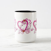 Pink Hearts Linked Tweekleurige Koffiemok (Center)