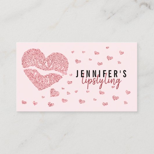 Pink Hearts Lips Roos Gold Gloss Lipstick Visitekaartje (Achterkant)