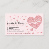 Pink Hearts Lips Roos Gold Gloss Lipstick Visitekaartje (Voorkant)
