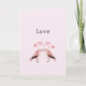 Pink Hearts Love Birds Valentine's Day Wedding Kaart (Voorkant)