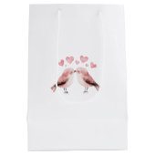 Pink Hearts Love Birds Valentine's Day Wedding Medium Cadeauzakje (Achterkant)