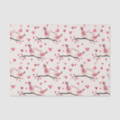 Pink Hearts Love Birds Valentine's Day Wedding Tissuepapier (Voorkant)