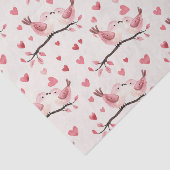 Pink Hearts Love Birds Valentine's Day Wedding Tissuepapier (Detail)
