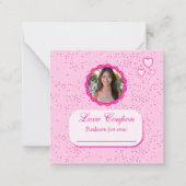 Pink Hearts Love Coupons met Foto Valentijn Notitiekaartje (Voorkant)