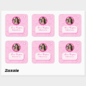 Pink Hearts Love Coupons met foto Vierkante Sticker (Vel)