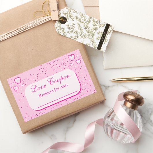 Pink Hearts Love Coupons Valentijn's Day Rechthoekige Sticker (Geschenken)