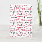 Pink Hearts Love Doodle Script Pattern Valentine's Kaart (Voorkant)