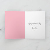 Pink Hearts Love Doodle Script Pattern Valentine's Kaart (Binnen)