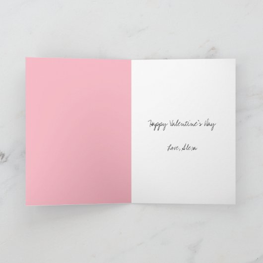 Pink Hearts Love Doodle Script Pattern Valentine's Kaart (Binnen)