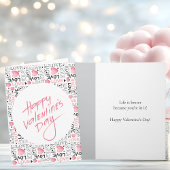Pink Hearts Love Typography Happy Valentine's Day Kaart