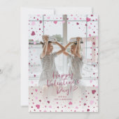 Pink Hearts Overlay Valentine’s Day Photo Card Kaart (Voorkant)
