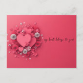 Pink Hearts Papercut Valentijnsdag Briefkaart (Voorkant)