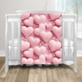Pink Hearts Parels Baby Fleece Deken