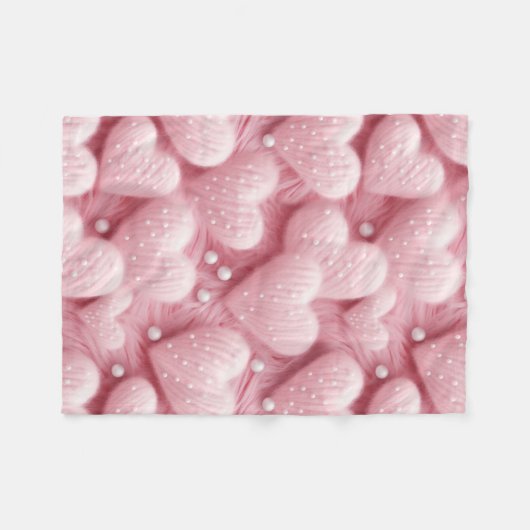 Pink Hearts Parels Baby Fleece Deken (Voorkant (Horizontaal))