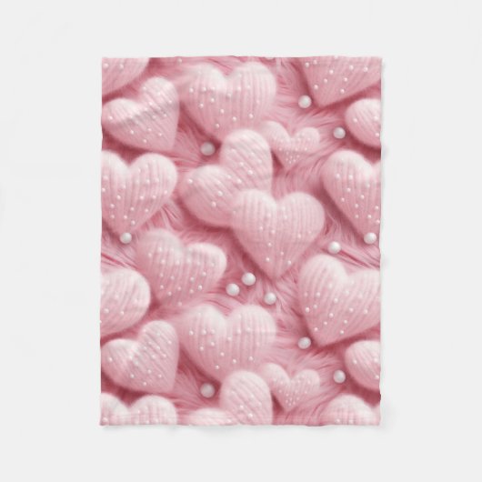 Pink Hearts Parels Baby Fleece Deken (Voorkant)