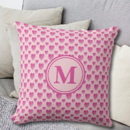 Pink Hearts Patroon Custom Monogram Kussen