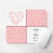 Pink Hearts Pattern Couple Names Muismat (Met muis)
