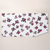 Pink Hearts Pattern – Cute Doodle Design Badhanddoek (Badhanddoek)