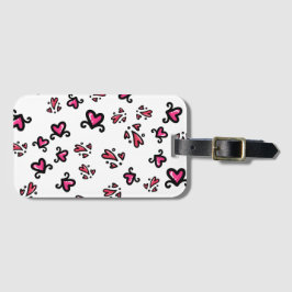 Pink Hearts Pattern – Cute Doodle Design Bagagelabel