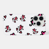 Pink Hearts Pattern – Cute Doodle Design iPhone Hoesje (Achterkant horizontaal)