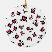 Pink Hearts Pattern – Cute Doodle Design Keramisch Ornament (Voorkant)
