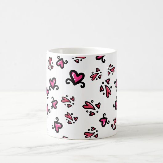 Pink Hearts Pattern – Cute Doodle Design Koffiemok (Center)